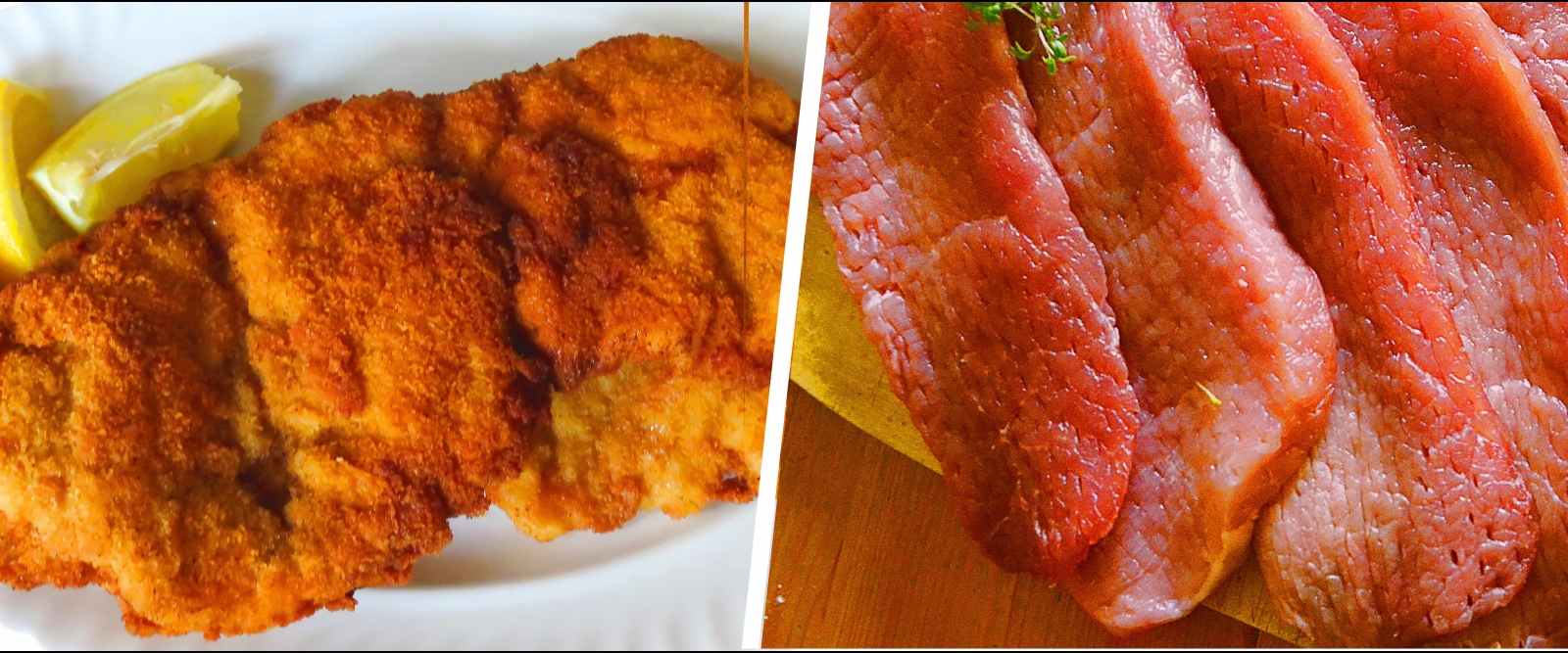 Vergleich Fleisch und Fisch mit und ohne Panade